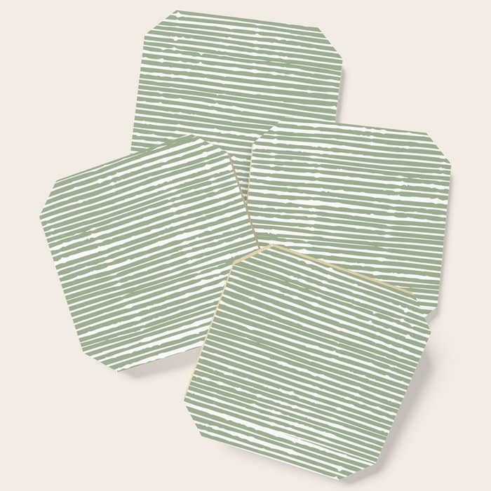 Abstract Stripes, Sage Green, Boho Wall Art Coaster