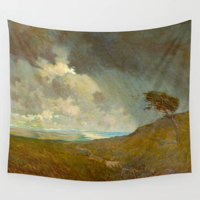 Granville Redmond - Coastal Storm Landscape Oil Painting Wall Tapestry