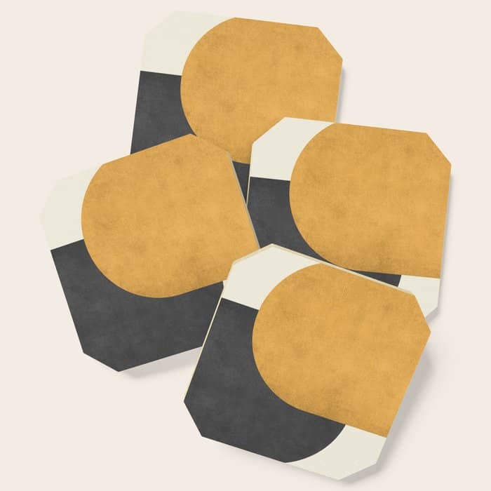 Halfmoon Colorblock - Gold Charcoal Coaster
