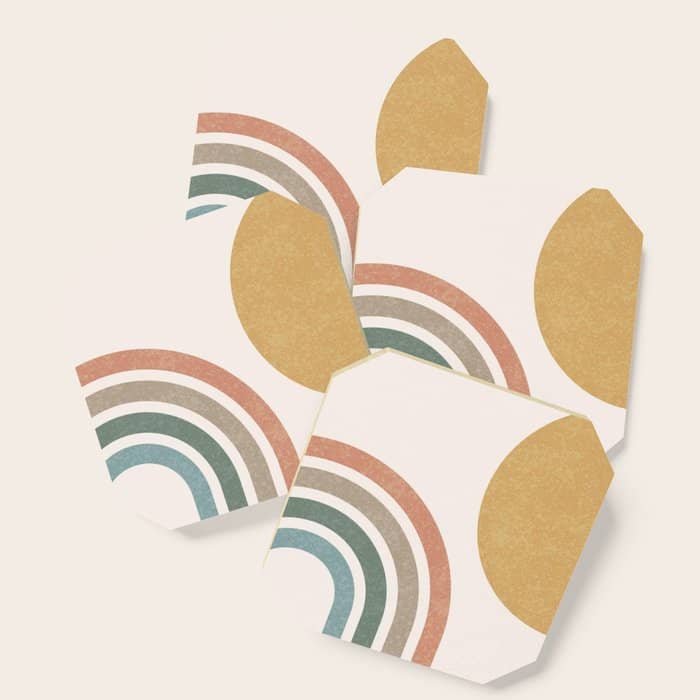Mid Century Colorful Sun And Rainbow Coaster