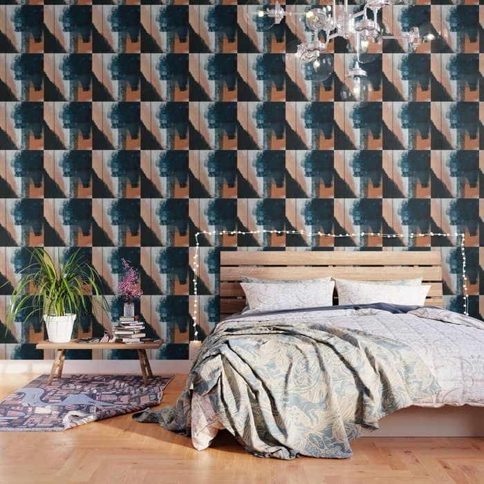 Vienna: A Minimal, Abstract Mixed-Media Piece In Pinks, Blue, And White By Alyssa Hamilton Art Wallpaper
