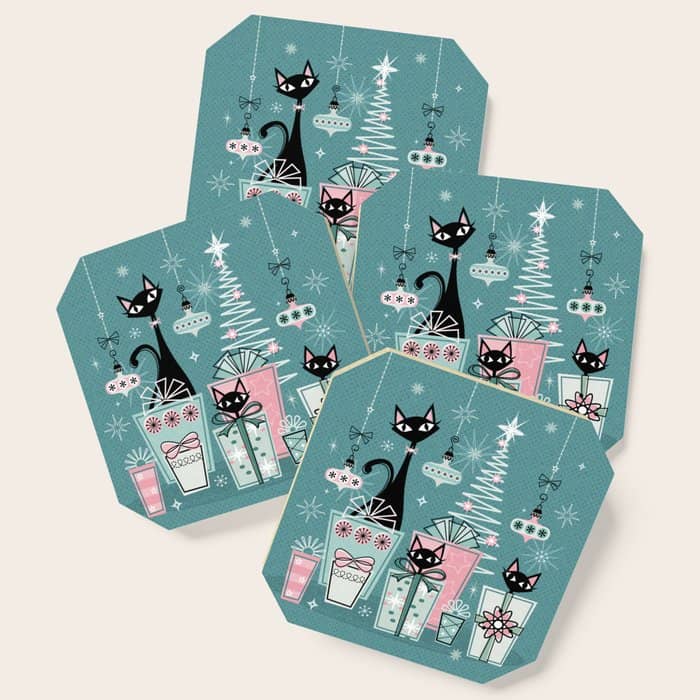Vintage Kitty Christmas Ii Sxs6- ©Studioxtine Coaster