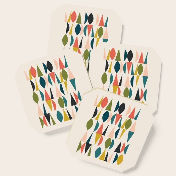 Mid Century Modern Abstract Colorful Shapes Funky Cool Minimalist Pattern Coaster