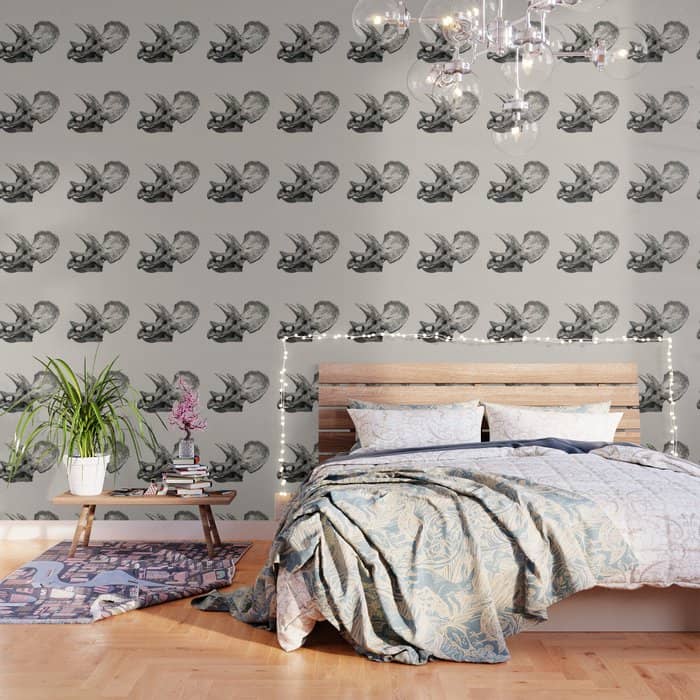 Dinosaur Skeleton Ink Pen Illustration Triceratops Wallpaper