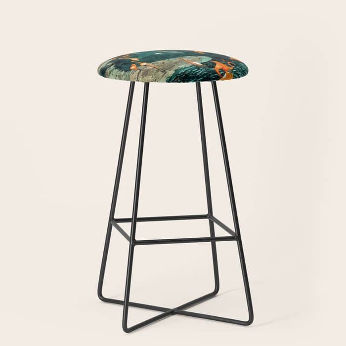 Flamingo Creek #Flamingo #Tropical #Illustration Stool
