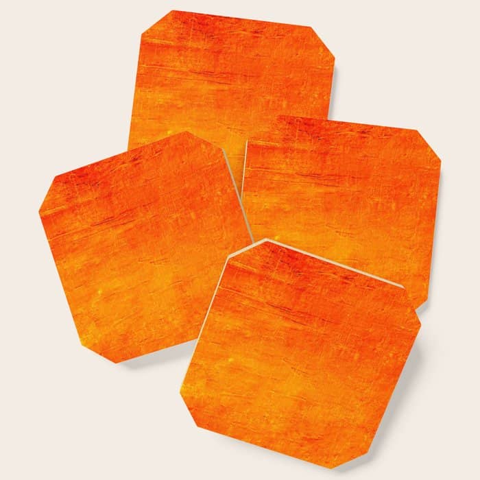 Orange Sunset Textured Acrylic Painting Coaster