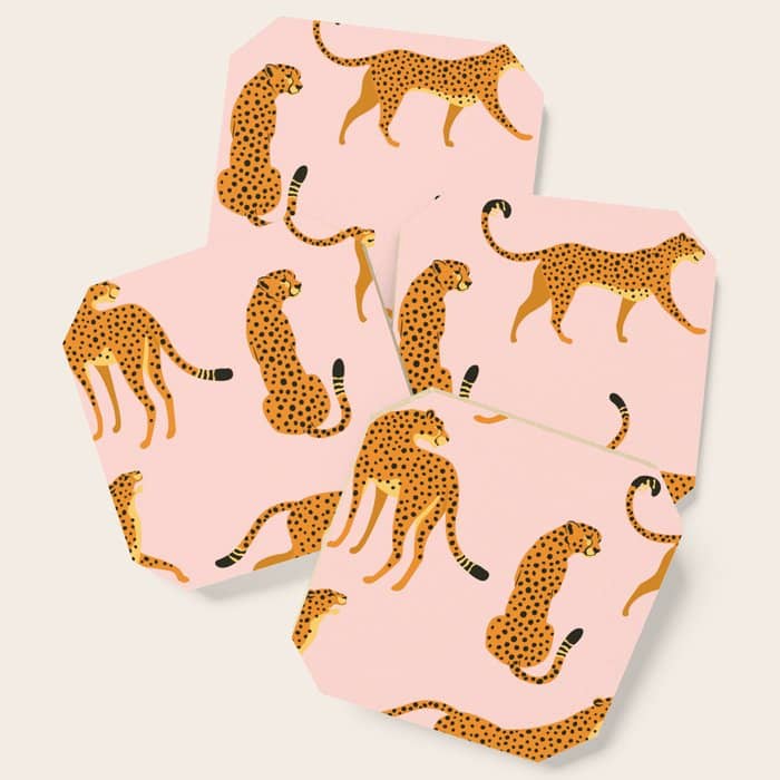 Leopard Jaguar Pink Memphis Pattern Coaster