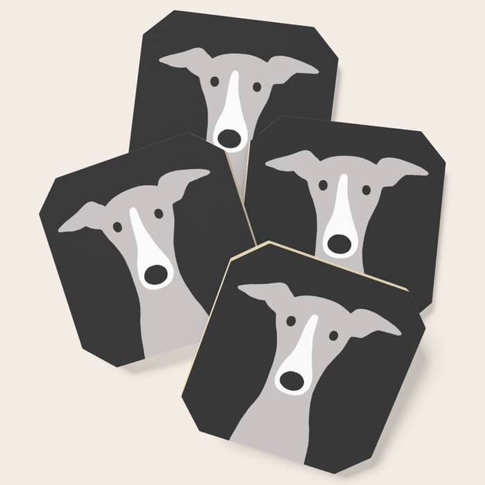 Cute Greyhound, Italian Greyhound Or Whippet Cartoon Dog Coaster