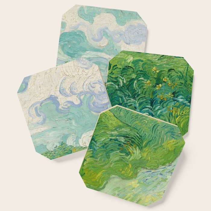 Green Wheat Fields, Auvers, 1890, Vincent Van Gogh Coaster