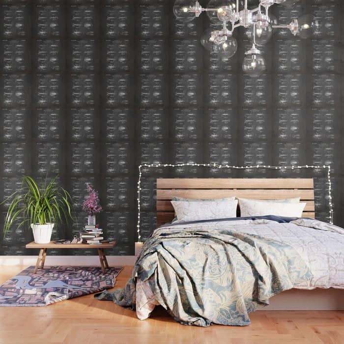 Fly Fishing Patent - Fisherman Art - Black Chalkboard Wallpaper