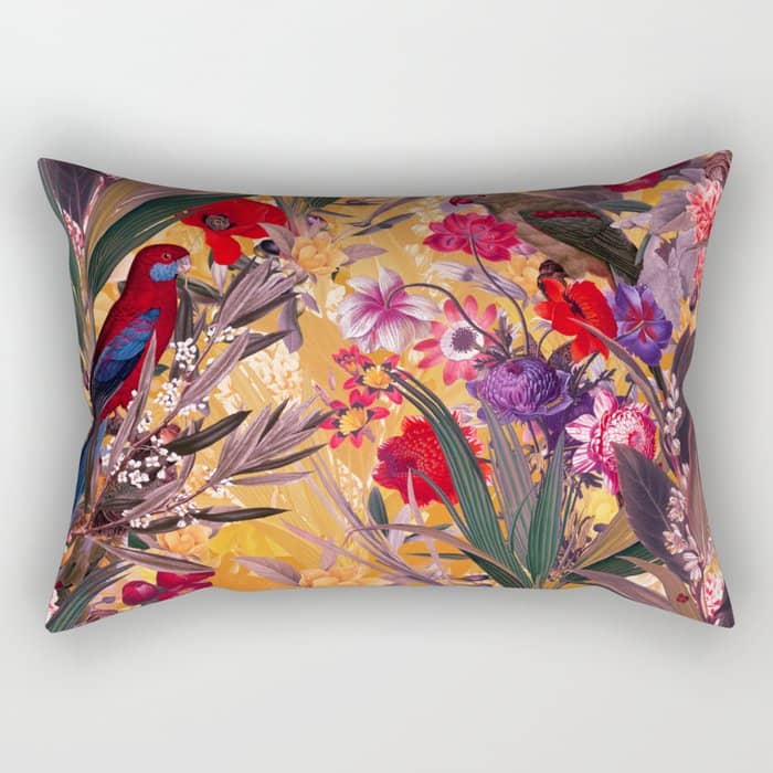 Floral And Birds Xxviii Rectangular Pillow