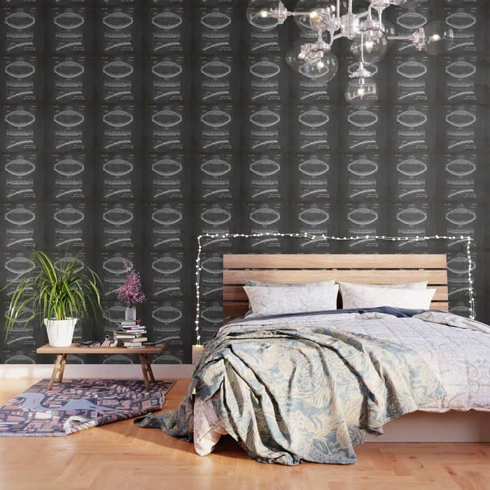 Football Patent - American Football Art - Black Chalkboard Wallpaper
