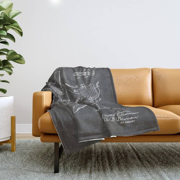 Golf Clubs Patent - Golfing Art - Black Chalkboard Throw Blanket