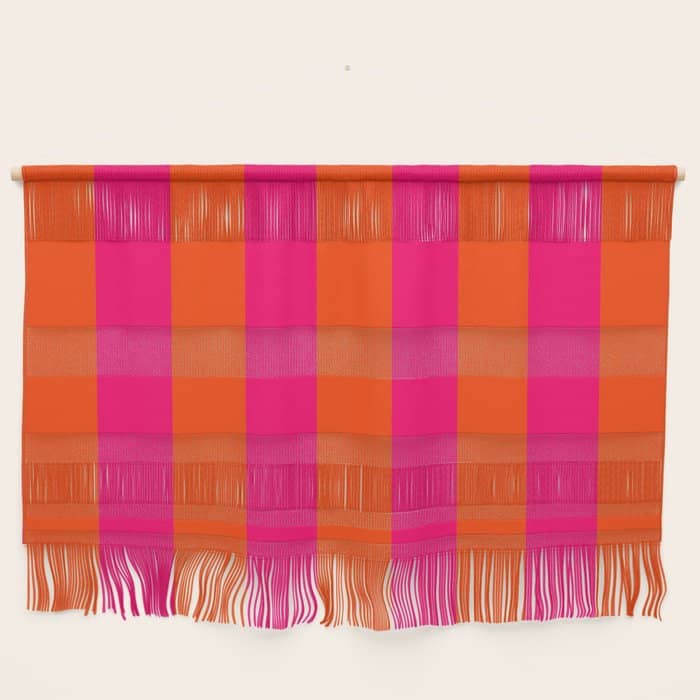 Bright Neon Pink And Orange Vertical Cabana Tent Stripes Wall Hanging