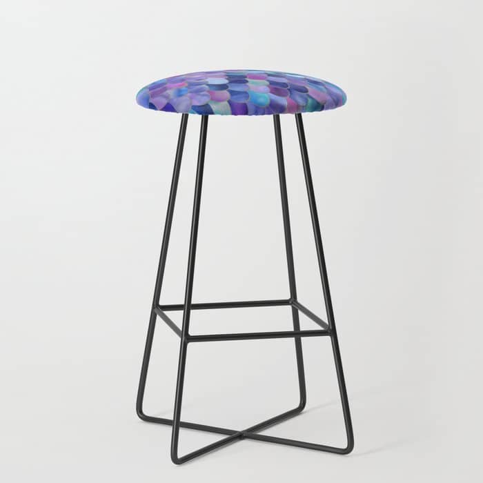 Mermaid Scales Art, Purple, Pink, Teal, Blue, Green Stool