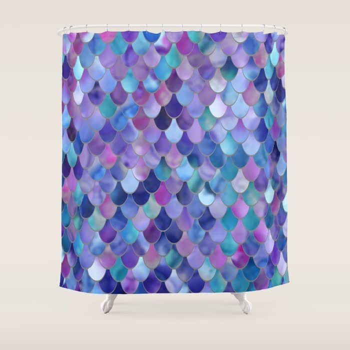 Mermaid Scales Art, Purple, Pink, Teal, Blue, Green Shower Curtain