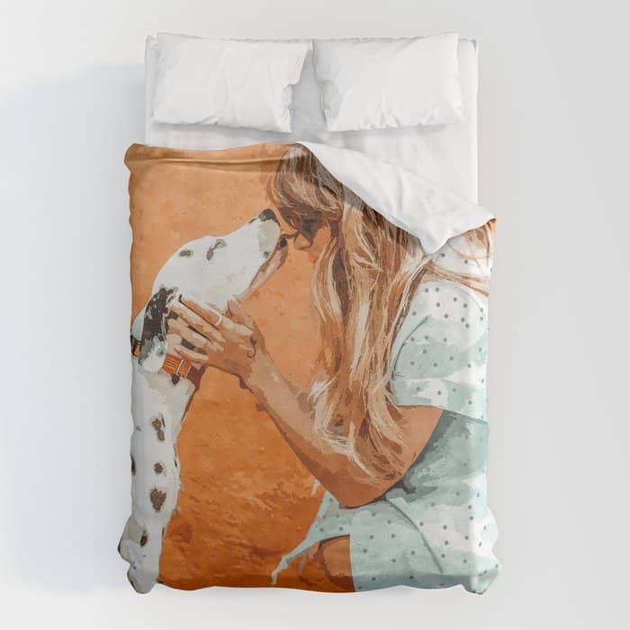 Pet Bound | Dalmatian Dog Lover Friendship Companion | Modern Bohemian Woman Puppy Animals Love Duvet Cover