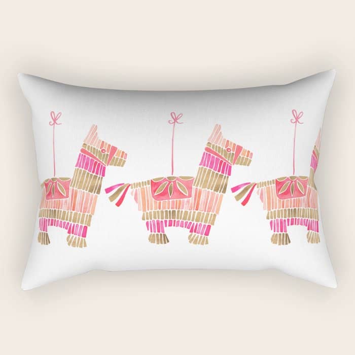 Mexican Donkey PinìAta - Pink & Rose Gold Palette Rectangular Pillow