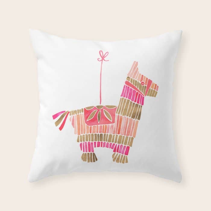 Mexican Donkey PinìAta - Pink & Rose Gold Palette Throw Pillow