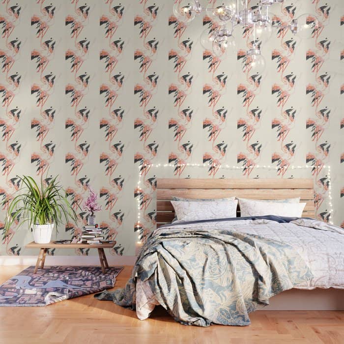 Cocorico Cover 1900 Two Pink Flamingos Wallpaper