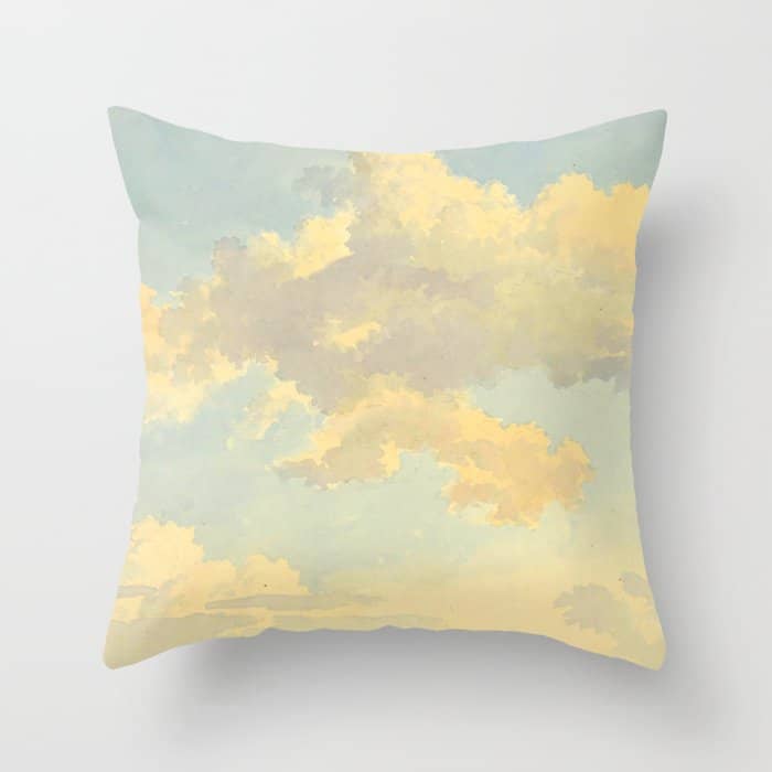 Watercolor Sunrise Clouds Heavenly Pastel Warm Colors Throw Pillow