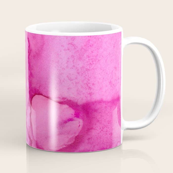 Girly Neon Pink Magenta Abstract Watercolor Paint Coffee Mug