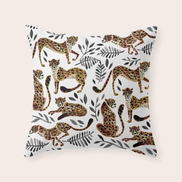 Cheetah Collection - Mocha & Black Palette Throw Pillow