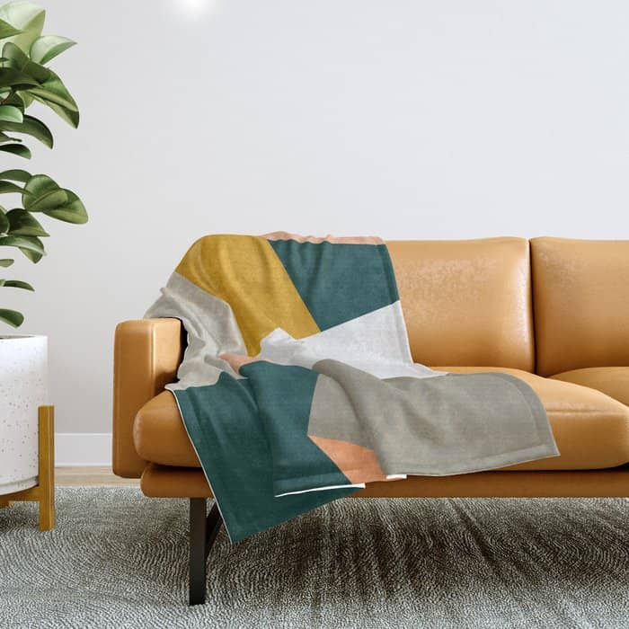 Abstract Geometric 27 Green Throw Blanket