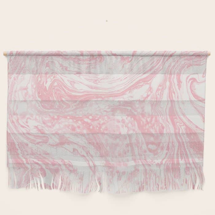 Elegant Coral Pink White Watercolor Abstract Marble Wall Hanging