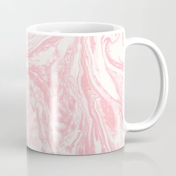 Elegant Coral Pink White Watercolor Abstract Marble Coffee Mug