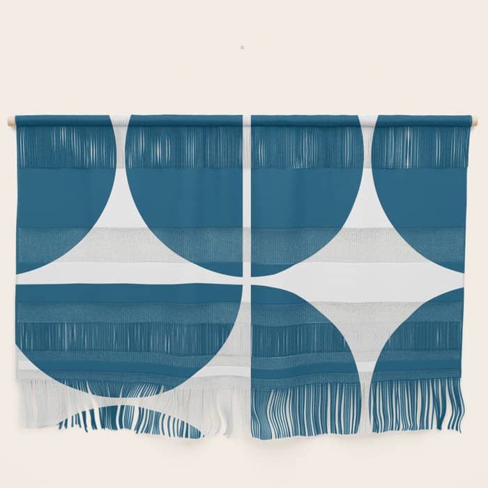 Mid Century Modern Blue Square Wall Hanging