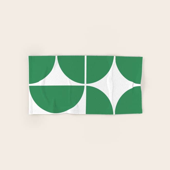 Mid Century Modern Green Square Bath Towel