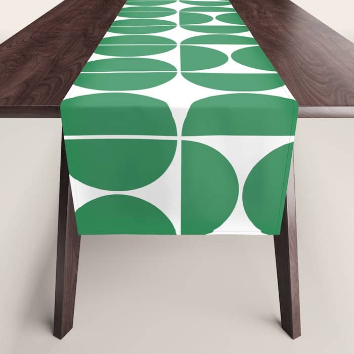 Mid Century Modern Green Square Table Runner
