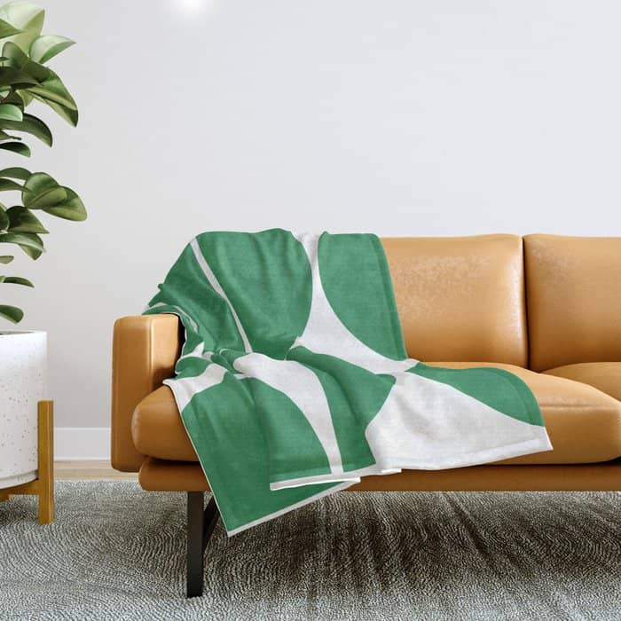Mid Century Modern Green Square Throw Blanket