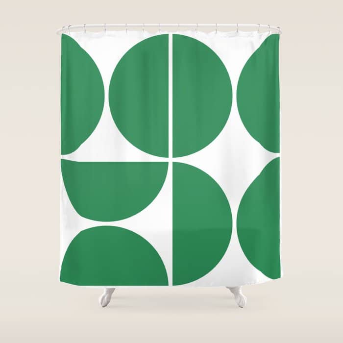 Mid Century Modern Green Square Shower Curtain