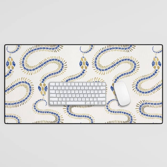 Snake Skeleton - Navy & Gold Palette Desk Mat