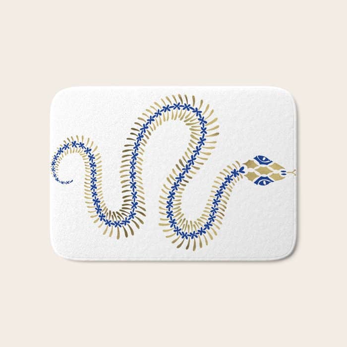 Snake Skeleton - Navy & Gold Palette Bath Mat