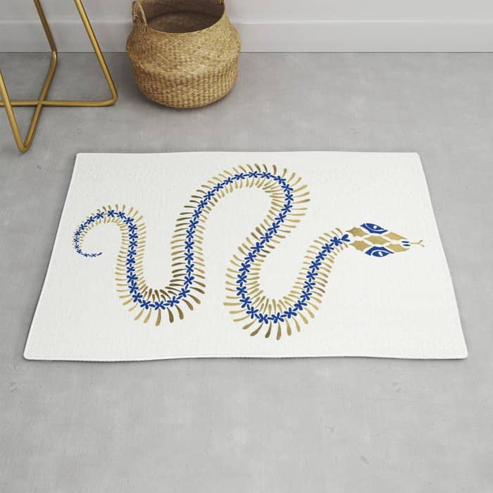 Snake Skeleton - Navy & Gold Palette Rug