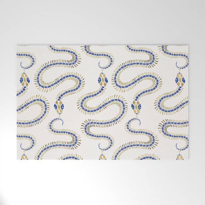 Snake Skeleton - Navy & Gold Palette Welcome Mat