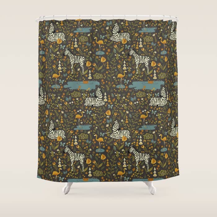 Zebras In Wild Fall Garden Shower Curtain
