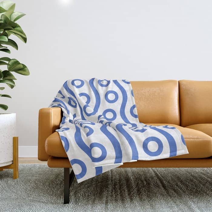 Mid Century Modern Rising Bubbles Pattern Blue 2 Throw Blanket