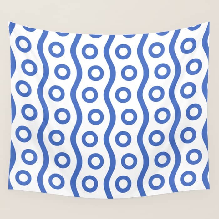 Mid Century Modern Rising Bubbles Pattern Blue 2 Wall Tapestry