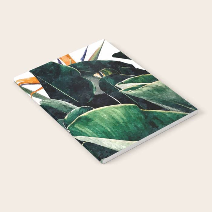 Paradise Bird, Nature Botanical Plant Floral, Tropical Garden Watercolor Painting Notebook