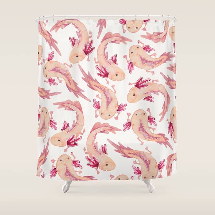 Mexican Axolotls Watercolor Shower Curtain