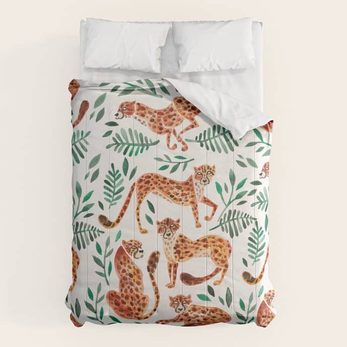 Cheetah Collection - Orange & Green Palette Comforter