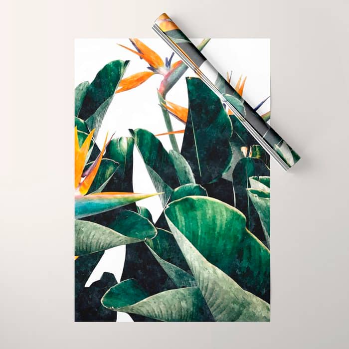 Paradise Bird, Nature Botanical Plant Floral, Tropical Garden Watercolor Painting Wrapping Paper