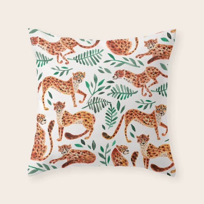 Cheetah Collection - Orange & Green Palette Throw Pillow