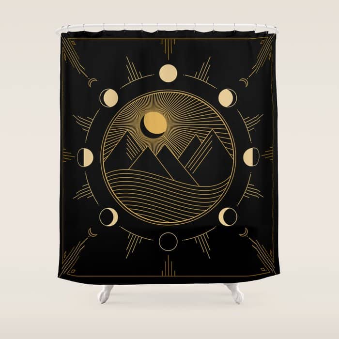 Lunar Phases With Mountains Shower Curtain