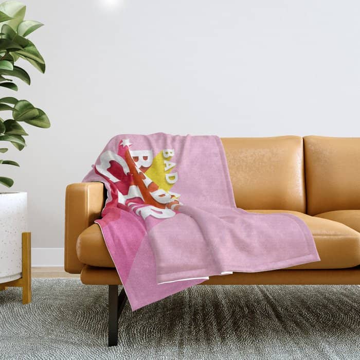 Bad Ass Babes Club In Pink Throw Blanket