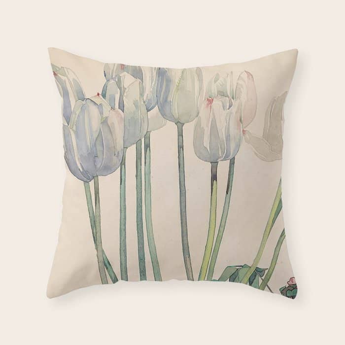 Charles Rennie Mackintosh "White Tulips" Throw Pillow